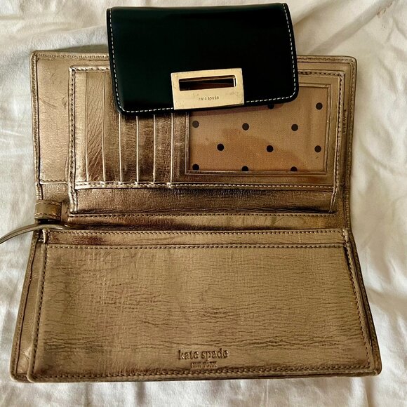 Kate Spade Black and Metallic Gold Leather Wallet/Wristlet - Picture 4 of 7